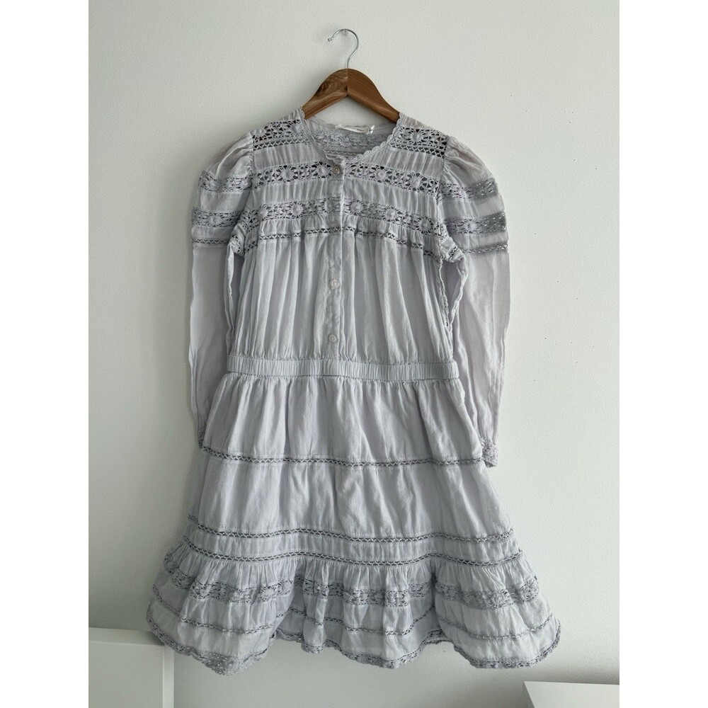 ✿ Isabel Marant Etoile Blue Gray Cotton Lace Dress Size 40 Boho
